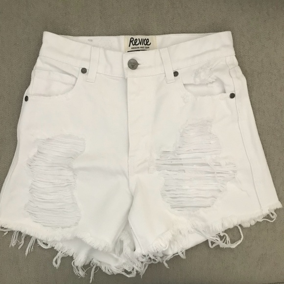 White high waisted denim cut offs - Picture 2 of 3